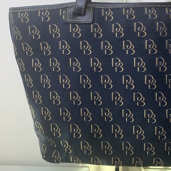 Dooney & Bourke | Black Canvas Leather Open Top Monogram DB Logo Shoulder Bag - Picture 15 of 17